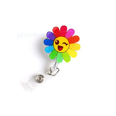 2021 New Design 1 Piece High Quality Acrylic Retractable Nurse Badge Reel Fashion Daisy Love Heart Name Tag ID Badge Holder Clip