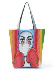 Cartoon Ladies Nurse Printed Handbag Foldable High Capacity Women Shoulder Bag Eco Reusable Shopping Bag Chic Travel Beach Bag